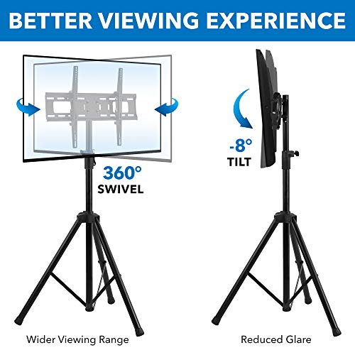 Mount-It! Tv Tripod Floor Stand | Portable Tilting Tv Stand For 32-70 Inch Flat Screen Displays, Quick Assemble, Height Adjustable, Pole Supports 77 Lbs, Up To Vesa 600X400 #TOP2