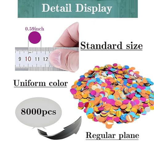 Prxififeq Rainbow Metallic Foil Confetti 8000 Pcs Multicolor Shiny Round Table Confetti For Fill Balloon Wedding Graduation Party Decorations,60G Of Pack thumb #4