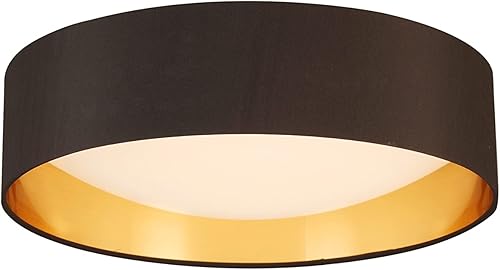 EGLO Orme - Lámpara LED regulable de techo de 16 pulgadas para sala de estar, dormitorio, pasillo, negrodorado