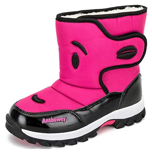 Ansbowey® vinterstövlar pojkar snökängor flicka halkfri tjock sula vinterskor barn vinter utomhus skor varm fodrad High Top stövlar, - 1906 rosa - 40 EU