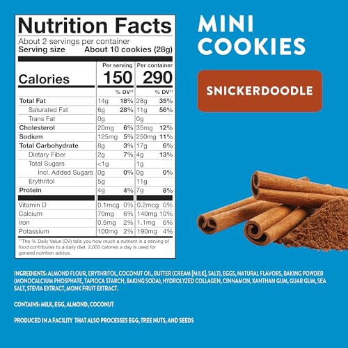 HighKey Cookies Variety Pack - 6.75oz Low Carb No Added Sugar 3-Pack Chocolate Chip Cookie, Snickerdoodle, Brownie Bites Low Carb Gluten Free Diabetic Snack Diet Friendly Food Sweets