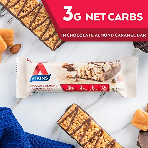 Atkins 408900 Chocolate Almond Caramel Protein Meal Bar, High Fiber, 15G Protein, 1G Sugar, 3G Net Carbs thumb #6