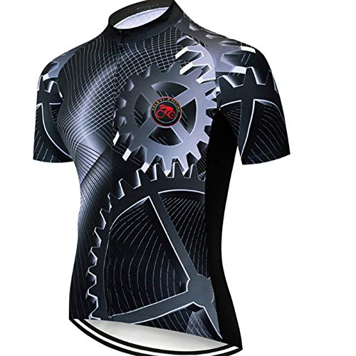 LDLXDR Maillots de Ciclismo para Hombre- Maillot de Ciclismo de Manga Corta con Forro de Gel 3D, Babero de Ciclismo de Verano, de Secado rápido,Black-1,S Cover