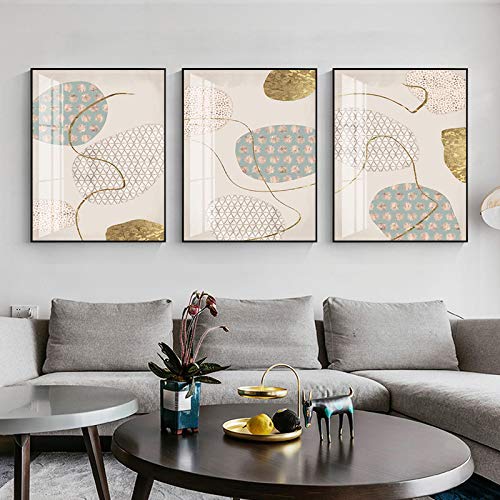 Tableau triptyque marbre vert doré pour sublimer votre salon moderne