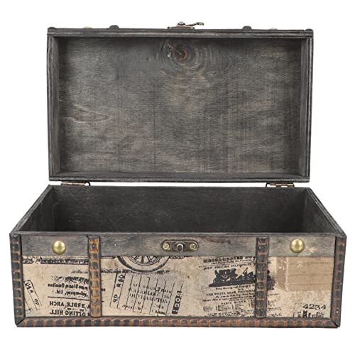 Yardwe Boîte de Bijoux en Bois Vintage Boîte de Rangement à Bijoux de Rangement de Bijoux de Bijoux de Bijoux Keepsake Box Trésor Coffre en Bois de Piggy Banc de Banc de Rangement