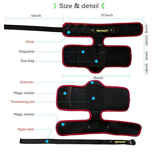 Ankle/Leg Gun Holsters For Pistols Concealed Carry With Tactical Owb Iwb Magazine Pocket Compatible Glock 18 20,Desert Eagle,Sw Mp Shield 40 45 9Mm,Revolver,Springfield Xds Xd, Ruger,Kimber,Red #TOP2