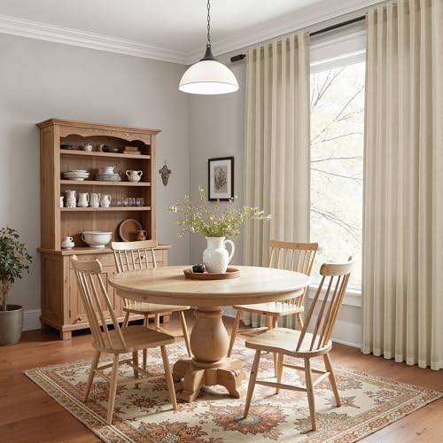 Image of Joywell Extra Long Linen Curtains 112 Inches for Living Room Eggshell Beige