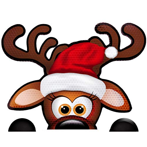 Bigtime Signs Jumbo Reflective Magnetic Santa's Helper Reindeer Face Car Decorations Kit - Funny Holiday Automotive Magnet (Reindeer)