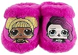 L.O.L. Surprise! Girls Slipper, Easy Slip-on Scuff, Queen Bee and Rocker, Pink, Size 11-12