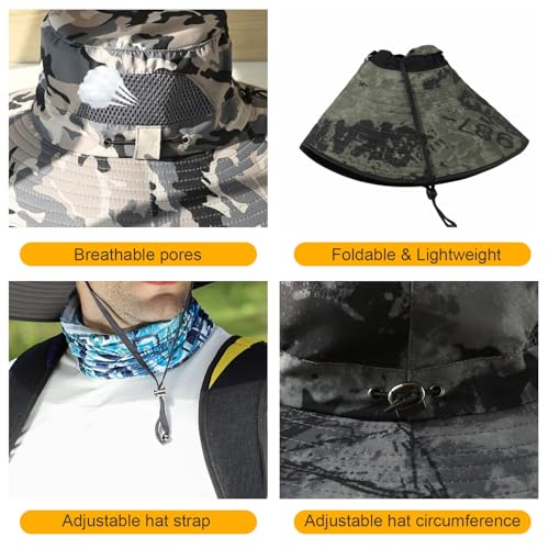 Image of Wide Brim Sun Hat for Men Women UV Protection Ventilated Summer Hats for Fishing Hiking Garden Beach
