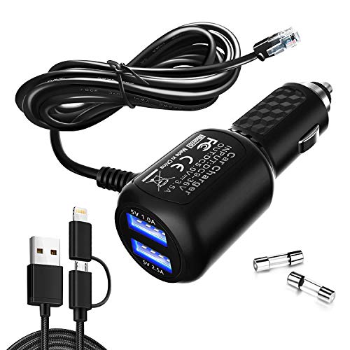 Radar Detector Power Cord,for Uniden Escort Valentine Beltronics Passport Cobra etc Radar Detector,with Dual USB Port Charger(6.5ft) (RJ11)