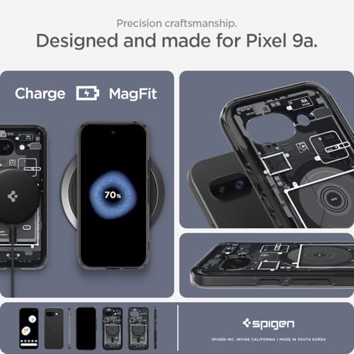 Image of Spigen Ultra Hybrid MagFit for Pixel 9a Case, Zero One | Anti-Yellowing Resin, Air Cushion Tech, Military-Grade Drop Protection, Raised Camera Protection, Compatible with MagSafe