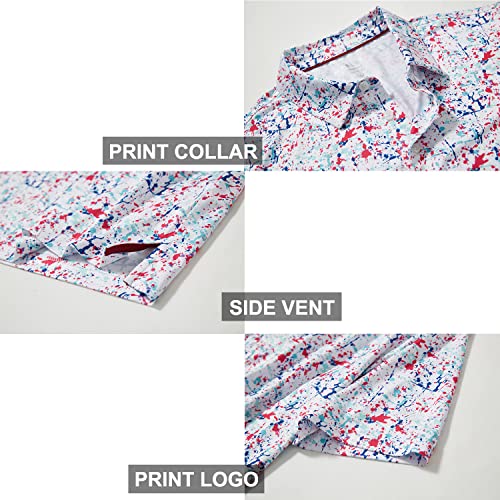 Golf Shirts For Men Dry Fit Short Sleeve Print Performance Moisture Wicking Polo Shirt #TOP3