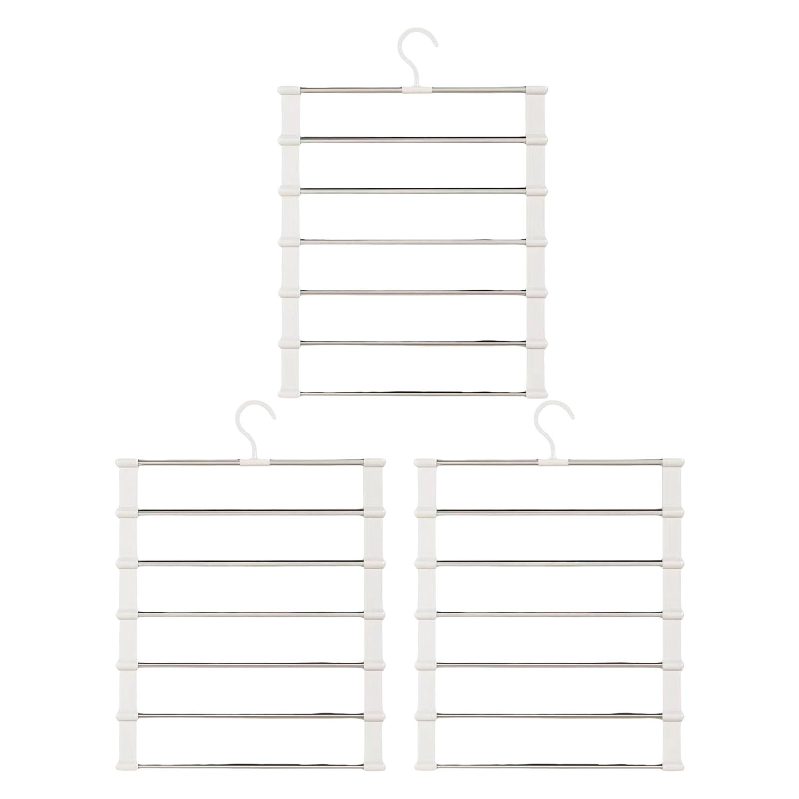 APGLSXY Multi Stage Pants Display Rack Slip Resistant PVC Face Pliable Design Rustproof Metal Frame Vertical Clothes Planner Framework Space Saving Closet Storage