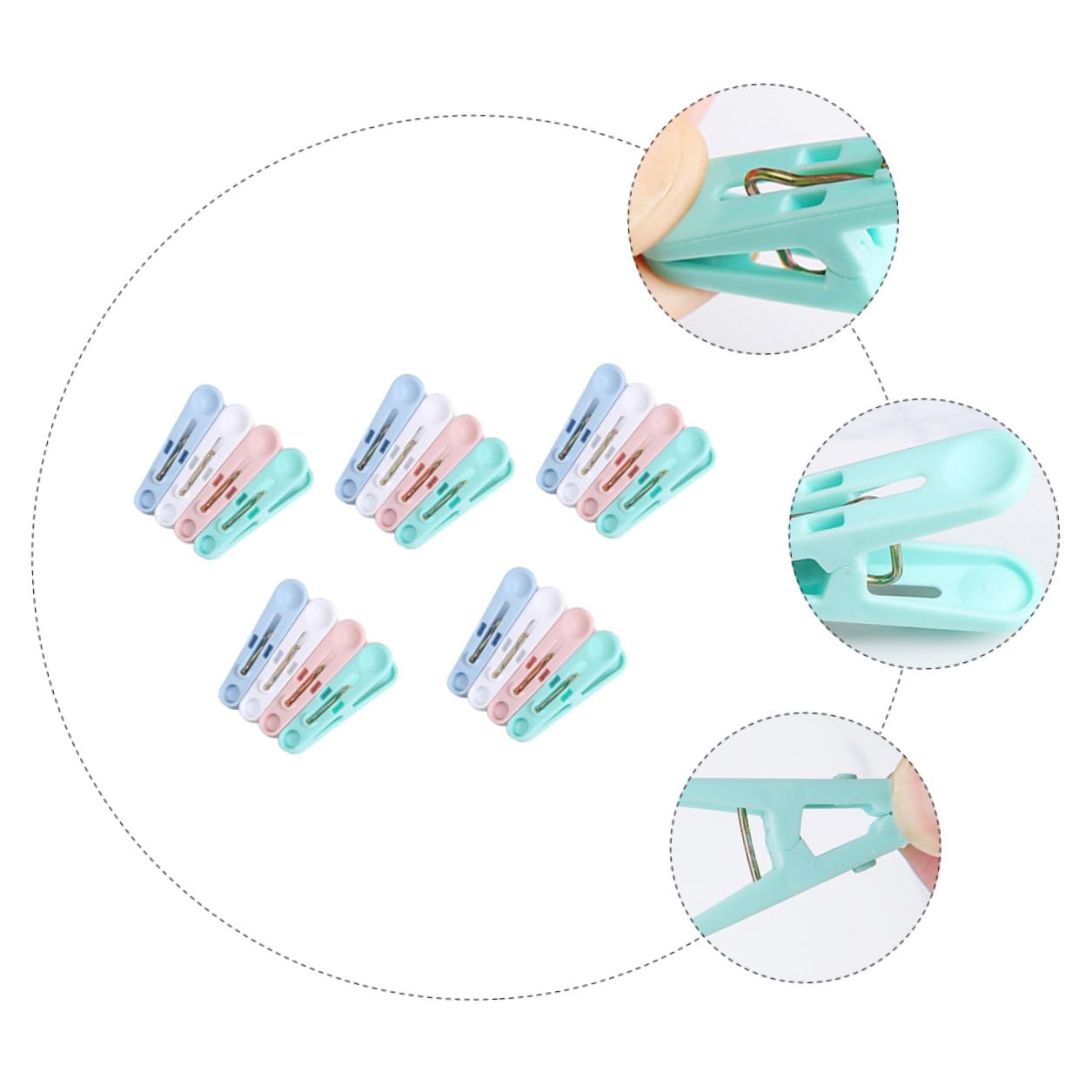 ABOOFAN 3 Set Mollette Bucato Antiscivolo Plastica Colorate Clip Per Stendibiancheria Resistenti Al Vento Per Indumenti E Trapunte 100 Pezzi*3