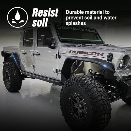 Image of YZONA for JT Flat Front and Rear Fender Flares Compatible with 2020 2021 2022 2023 2024 2025 2026 Jeep Gladiator JT with Turn Signal Lights, Heavy Duty Steel Mud Guard Wheel Fenders Combo