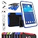 Mama Mouth Shockproof Heavy Duty Combo Hybrid Rugged Dual Layer Grip Cover with Kickstand For Samsung Galaxy Tab 3 Lite / Tab E 7.0 T110 T111 T113 T115 T116(With 4 in 1 Free Gift Packaged),Blue
