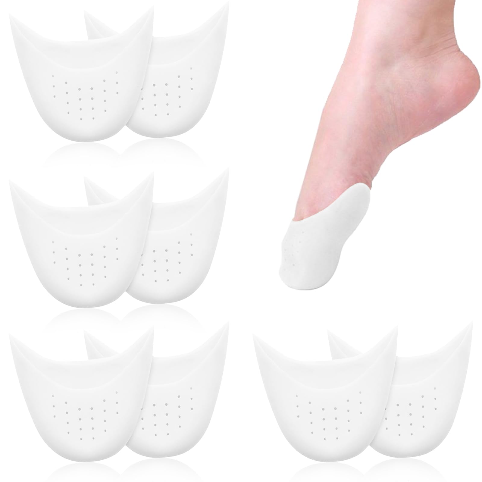 4 Pares Protector Dedos Pies Silicona, Suave Protector para Dedos de Los Pie Baile, Protectores Dedo Pies con Agujero Transpirable, para Zapatos de Ballet, Tacones (Blanco)