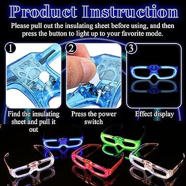 Miniatura 5 de Paquete de 5 lentes LED para fiestas de Navidad, disfraz en Halloween, fiestas de Pascua. Suministro de fiestas para niños y adultos, cumpleaños,