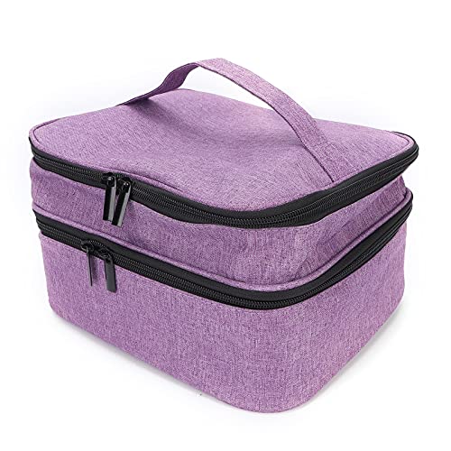 Sac de rangement pour vernis à ongles double couche violette rembourré antichoc