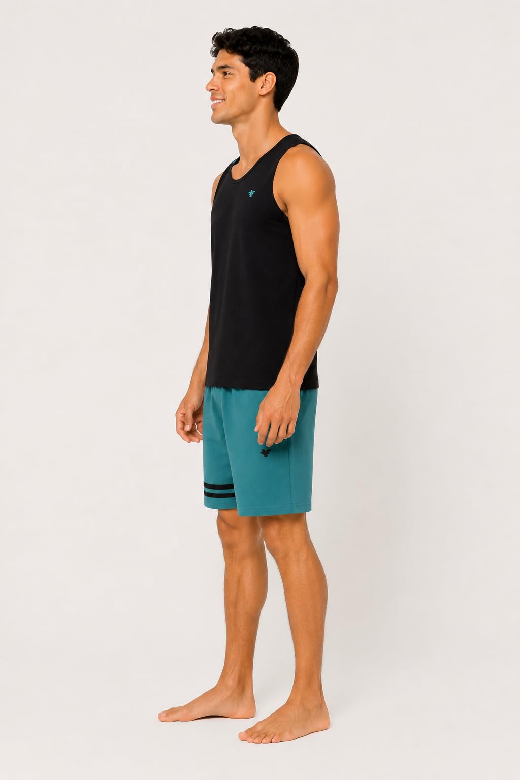 Pijama de hombre de algodón corto ligero de verano – Camiseta de tirantes y pantalones cortos – Pijama de dos piezas de 100% algodón fresco –