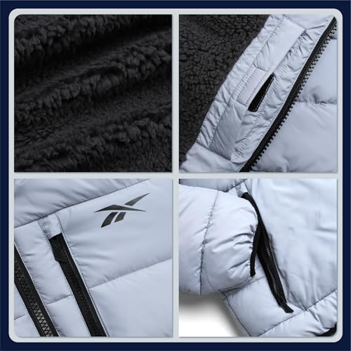 Image of Reebok Mens Heavyweight Sherpa Lined Puffer Parka, Quilted Ski Jacket