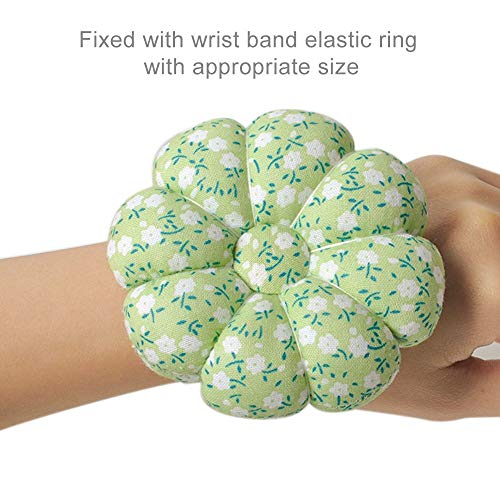 Ezakka Wrist Pin Cushions Sewing Needle Cushion Holder Band Wearable Pincushions For Sewing Quilting Pins Holder (Green Flower) #TOP3