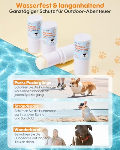 GJYC PET Hundenasen-Sonnenpflegebalsam – Feuchtigkeitsspendender Sonnenschutz mit Sheabutter & Vitamin E – Inkl. UV-Teststreifen – Natürlich & sicher für Sensible Haut