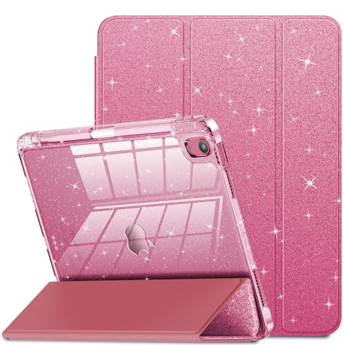 INFILAND Funda para iPad Air de 11 Pulgadas M2 2024/M3 2025, iPad Air de 7ª/6ª 5ª/4ª generación 2022/2020 de 10.9 Pulgadas, con Parte Trasera Transparente Brillante y Soporte para lápiz