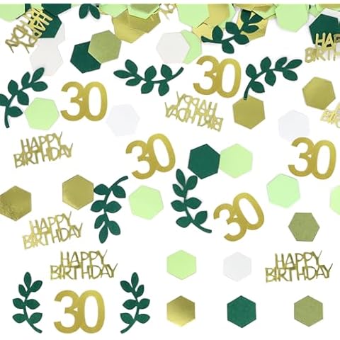 WenmthG 30th Birthday Confetti Green & Gold Cover