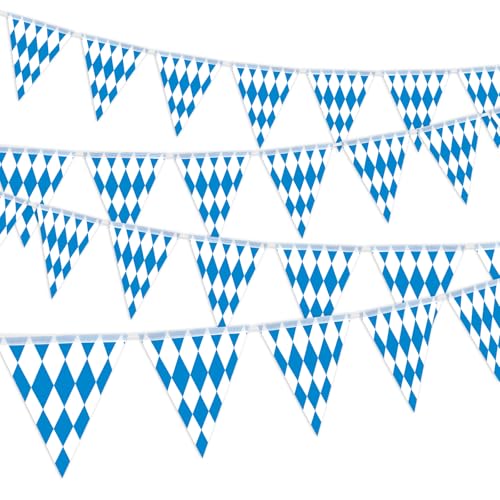 32.8 ft Blue and White Oktoberfest Triangle Bunting Banner...