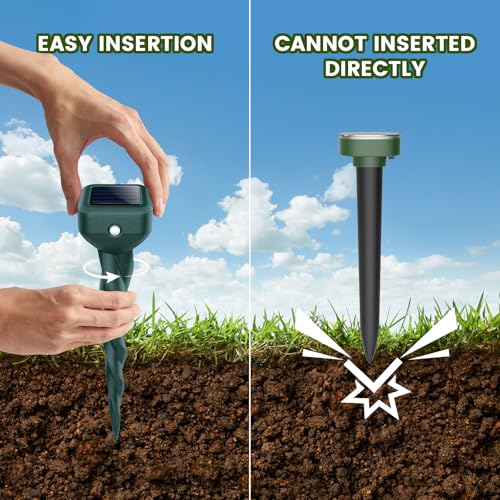 8 Pack IP 65 Waterproof Ultrasonic Deterrent Stakes Get Rid of Rabbit for Lawns Garden