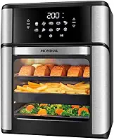 MONDIAL Fritadeira Air Fryer Forno Oven 12L, Preto/Inox, 2200W, 220V - AFON-12L-BI-BC