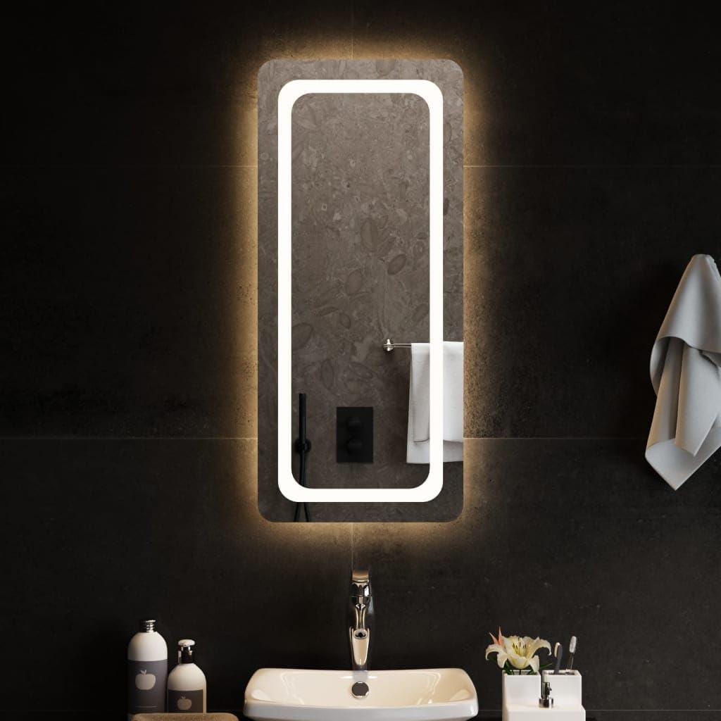 Miroir de salle de bain à LED avec éclairage intégré vertical pour un reflet net