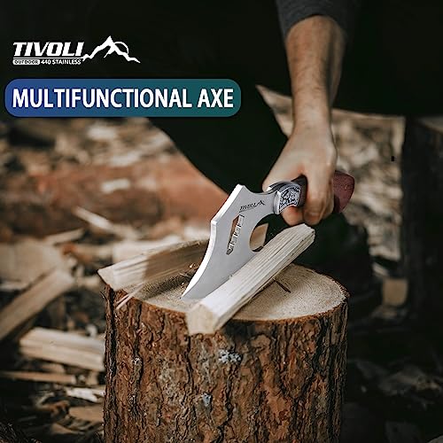 TIVOLI-Hatchet-Axe-with-Nylon-SheathCamping-Hatchet-Viking-Axe-with-Wood-HandlePortable-Survival-Axe-with-Gift-Box-Small-Hatchet-for-Camping-Outdoor-Survival-Hunting-Gardening