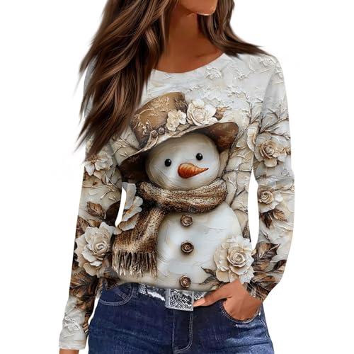 Pullover Damen mit Glitzer Vintage Weihnachtskleider Elegant Xmas Schön Women Weihnachtsbluse Festlich Sexy Langarm Merry Weihnachtliche Cartoon...
