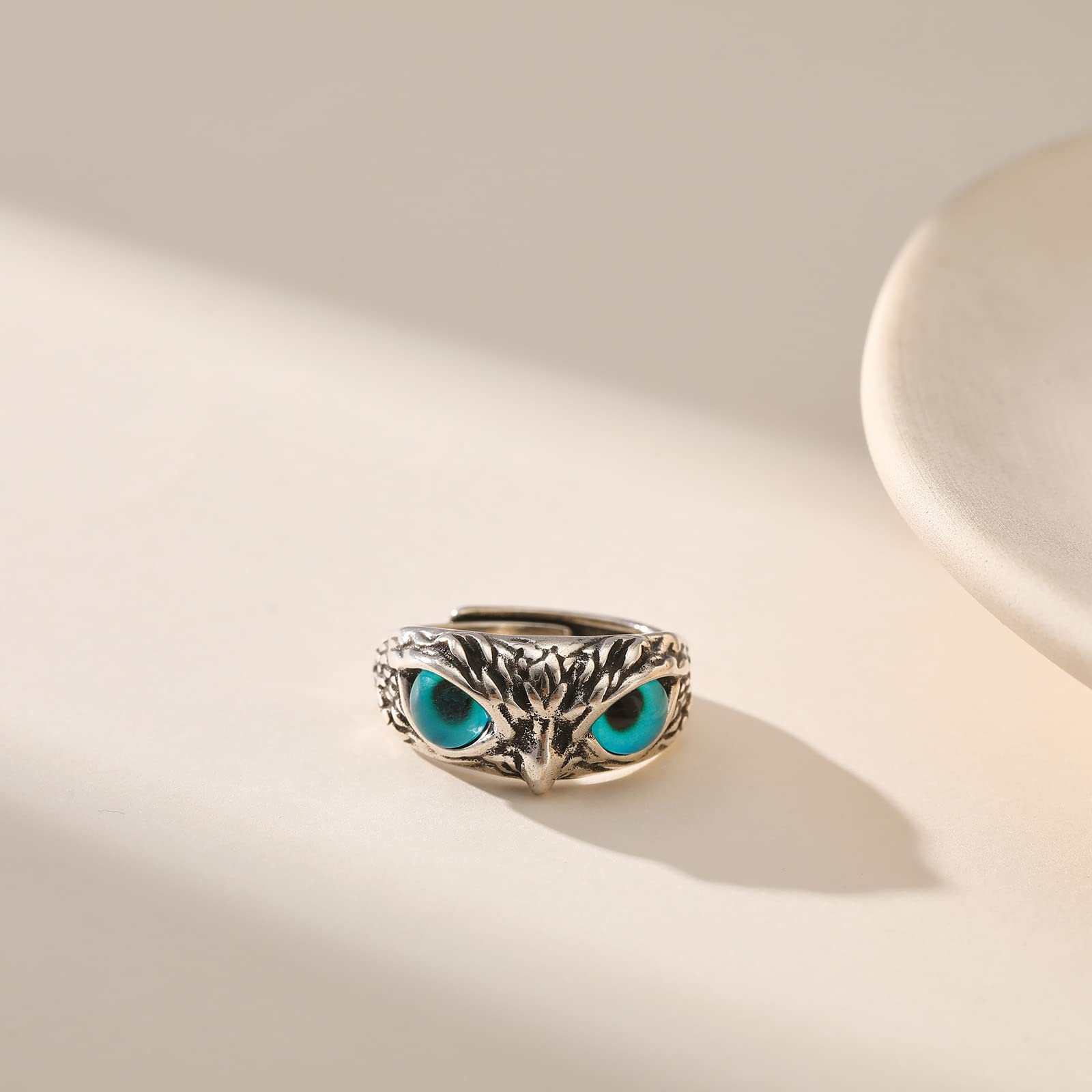 Anillo de ojo de demonio, anillo abierto retro, ajustable, gótico, personalizado, para hombre, joyería vintage de la suerte, chapado, Plástico. 8