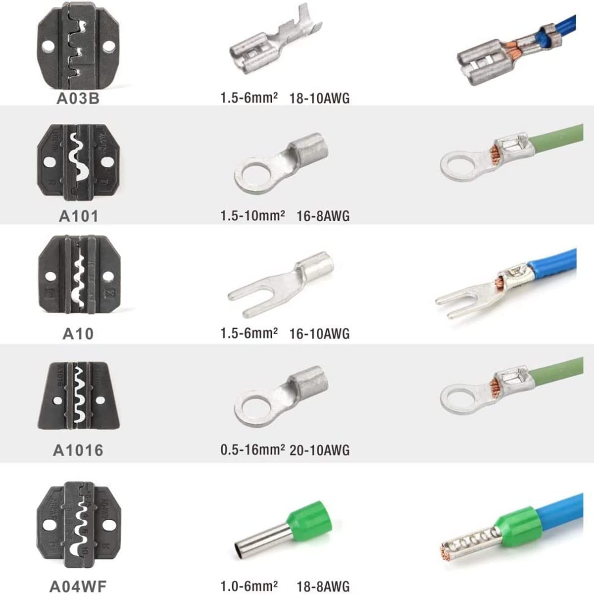 Máquina de alicates de crimpado neumáticos, herramientas de crimpado de terminales de cable accionadas por aire con 5 juegos de matrices opcionales, para crimpado de casquillos de terminales de hast