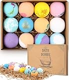 SOBEAU 12er Badebomben Geschenkset,Organische natürliche handgemachte Aroma-reine ätherische Öl-Schaumbad-Kugeln,entspannen und befeuchten trockene Haut,Geschenk für Erntedankfest Weihnachten