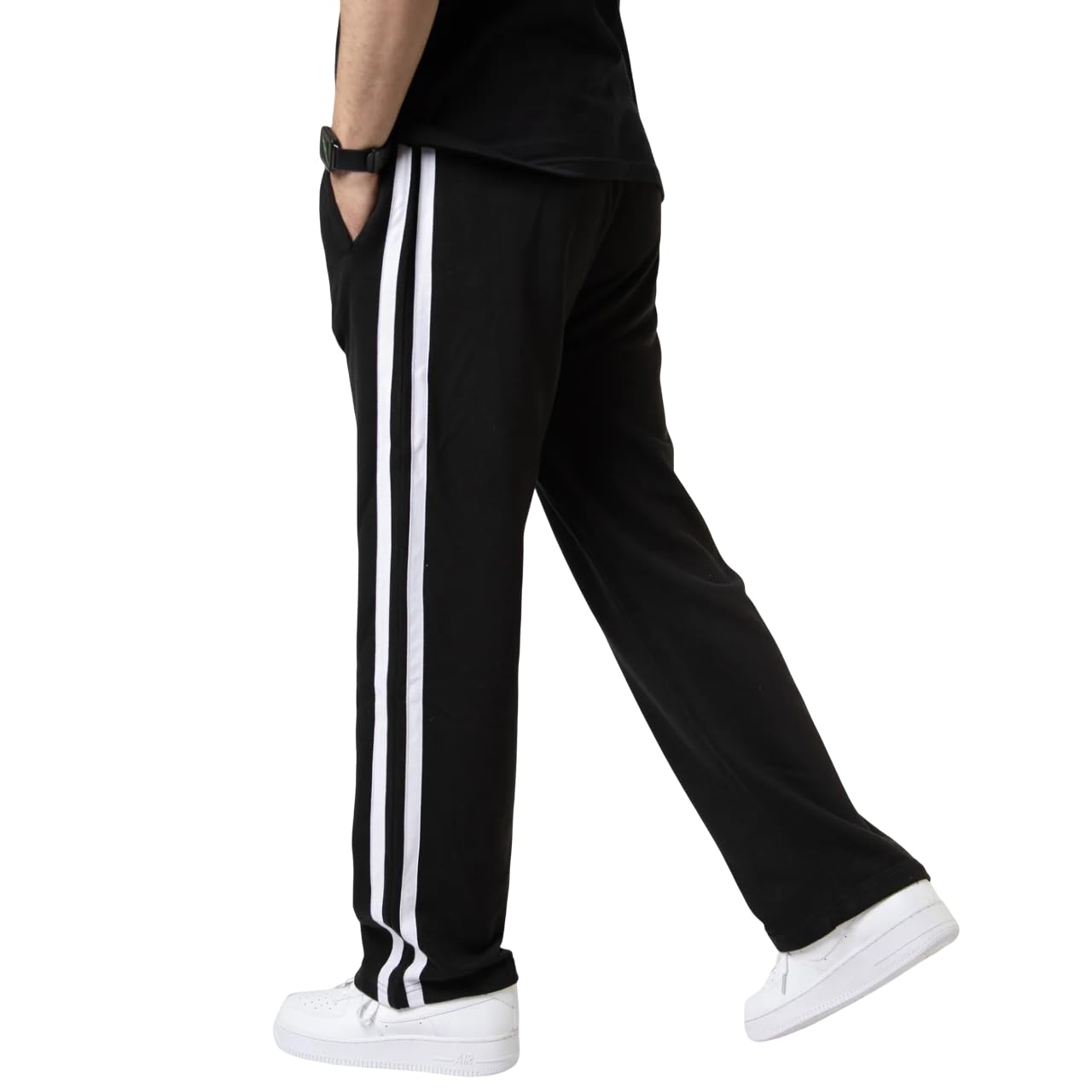 dockstreet Men's/Unisex Open Bottom Drawstring Pure Cotton Stretchable Baggy Jogger Pants-picture-40