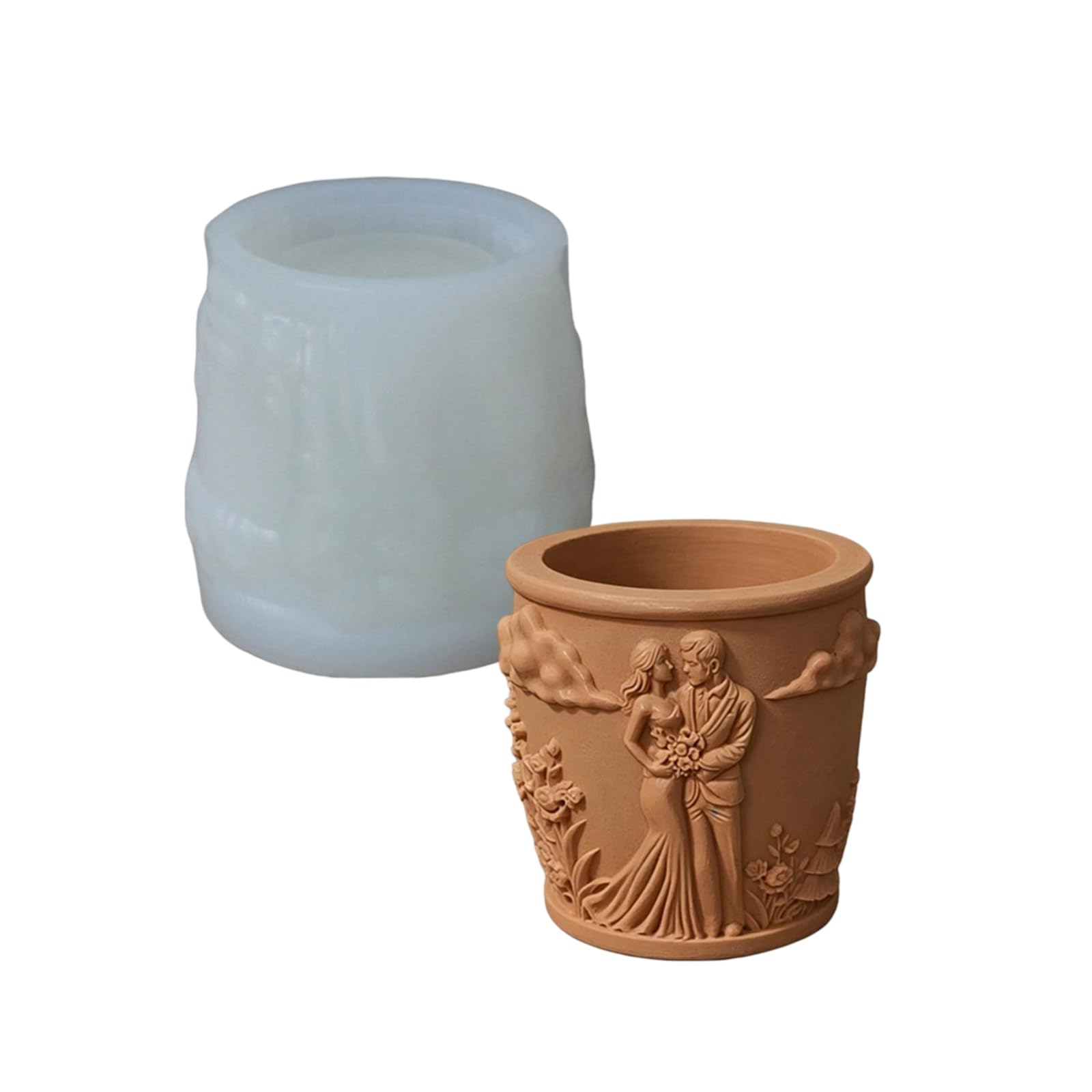 BWANGIAO European Styles Silicone Mould For Making Decorative Flower Pots And Candle Holders With Romance Couple Designs