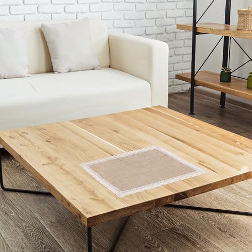 Sets de table jute contre les rayures : lot de 4 Cabilock avec dentelle pour table protégée - 8