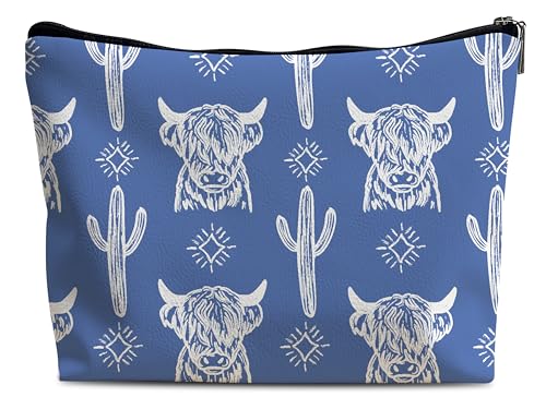Image of Cow Makeup Bag - Cowgirl Stuff, Western Gifts, Leather COW W
