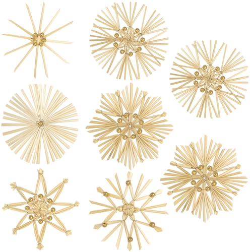 18 Stück Christbaumschmuck Strohsterne mit Perlen...