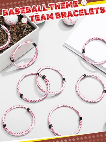 12 Pcs Baseball Soccer Volleyball Gifts Rope Bracelets Team Bracelet Bulk Adjustable Cord String Bracelet for Men Women(Baseball)2