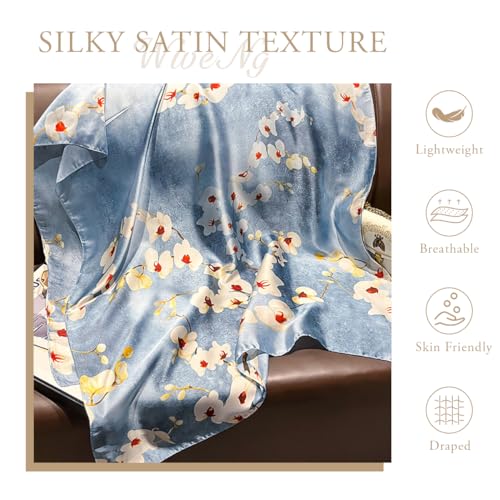 Women's Silk Scarf Chinese Style Print Long Large Scarf Lightweight Warm Shawl Stole Sunscreen Headscarf Beach Wrap3