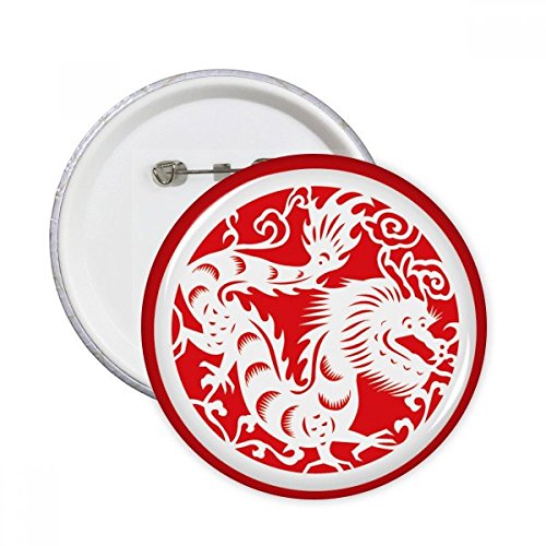 Badge dragon zodiaque art traditionnel bouton rond multicolore