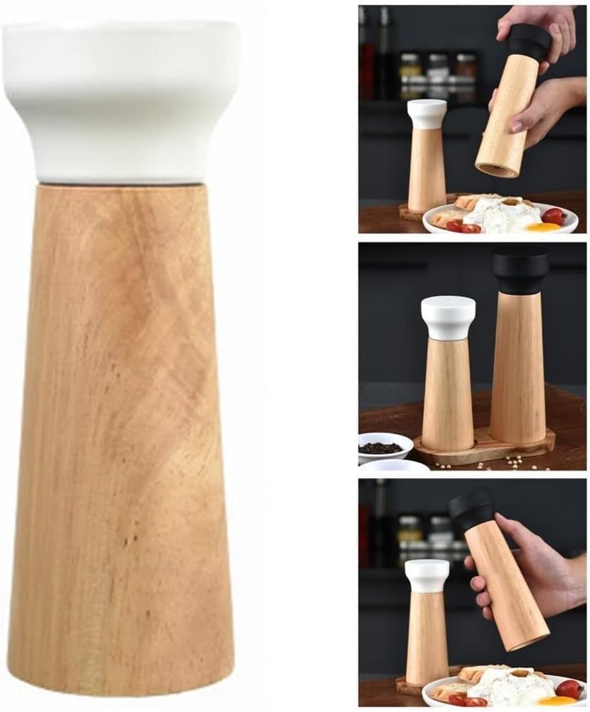 Pepper Grinder Adjustable Easy to Use Cylindrical Wooden Pepper Sauce Spice Salt Mill Grinder for Picnic