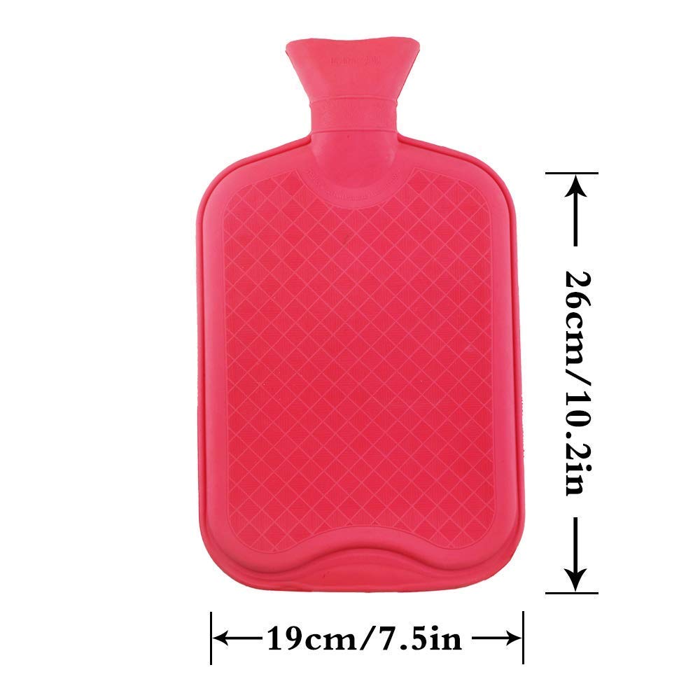 RABBONIX Hot Water Bag, Natural Rubber -BPA Free- Durable Hot Water Bag for Hot Compress and Heat Therapy, Random Colors - 02 Pcs(500ml and 1L) 2