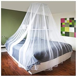 COM-FOUR® Insectenbescherming met bevestigingsmateriaal, klamboe voor tweepersoonsbed, eenpersoonsbed – klamboe als insectenbescherming in wit – 1200 x 250 x 60 cm (1 stuk – 1200x250x60cm)